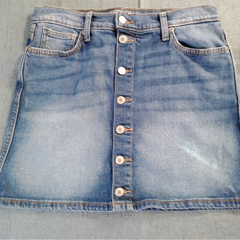 Womens Denim Skirt 7 Blue Mini Pencil Solid Denim Medium Wash Size 7